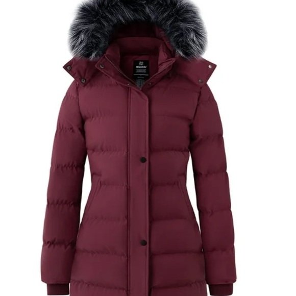 Wantdo women’s winter coat quilted waterproof coat red wine size M - Picture 1 of 3